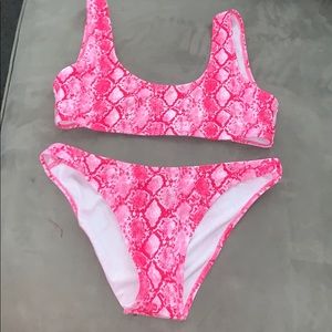 Pink snake skin pattern bikini